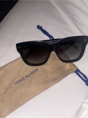 Louis Vuitton Black Cat-Eye Sunglasses with Gold Accents